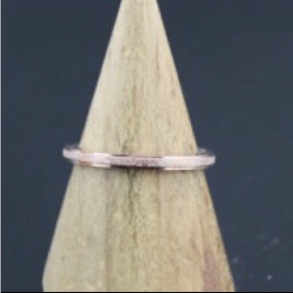 Rose Gold Thin 2MM Frosted Stardust Wedding Engagement Promise Ring Band - Picture 6 of 10